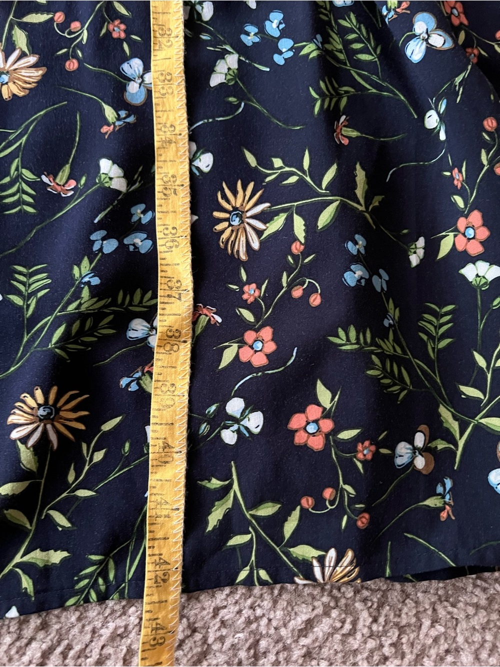 NWT J. Jill Navy Long-Sleeve Button DownFloral Shirt Dress Sz L Removable Belt - Picture 11 of 12